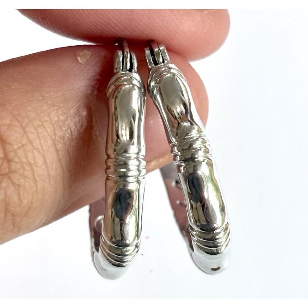 Arthur Court Aluminum Hoop Earrings 1 In Bamboo Round Discontinued Jewelry